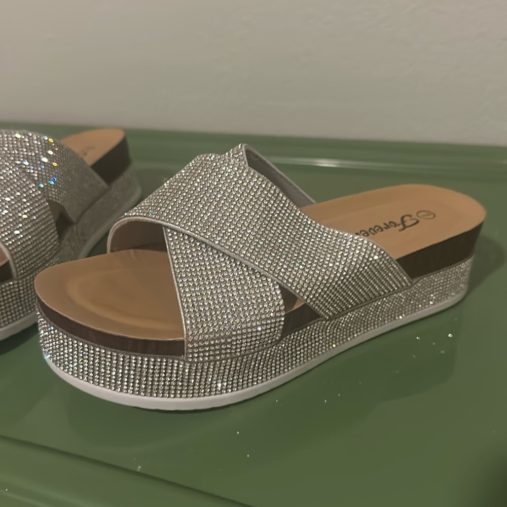 Rhinestone slip on sandals